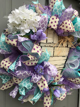 Valentine Heart Deco Mesh Wreath, Heart Wreath, Rustic Wooden Heart