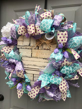 Valentine Heart Deco Mesh Wreath, Heart Wreath, Rustic Wooden Heart