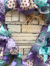 Valentine Heart Deco Mesh Wreath, Heart Wreath, Rustic Wooden Heart