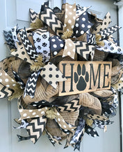 Home Pet Wreath, Dog Black and Brown Burlap Deco Mesh Wreath, Cat Wreath, Welcome Wreath