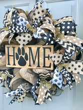 Home Pet Wreath, Dog Black and Brown Burlap Deco Mesh Wreath, Cat Wreath, Welcome Wreath