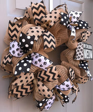 My Children Meow Black and Brown Burlap Deco Mesh Wreath, Pet Wreath, Cat Wreath