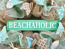 Beach Wreath, Beachaholic, Burlap Deco Mesh Wreath with Seashells, Seashell Wreath, Sea Shell Wreath, Starfish Wreath