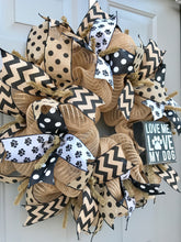 Love Me Love My Dog, Dog Wreath, Pet Wreath, Burlap Deco Mesh Wreath
