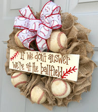 Baseball Wreath, If We Don't Answer We're At The Ballfield Baseball Burlap Wreath, Sports Wreath