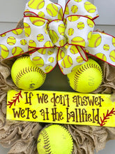 Softball Wreath, If We Don't Answer We're At The Ballfield Softball Burlap Wreath, Sports Wreath