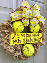 Softball Wreath, If We Don't Answer We're At The Ballfield Softball Burlap Wreath, Sports Wreath