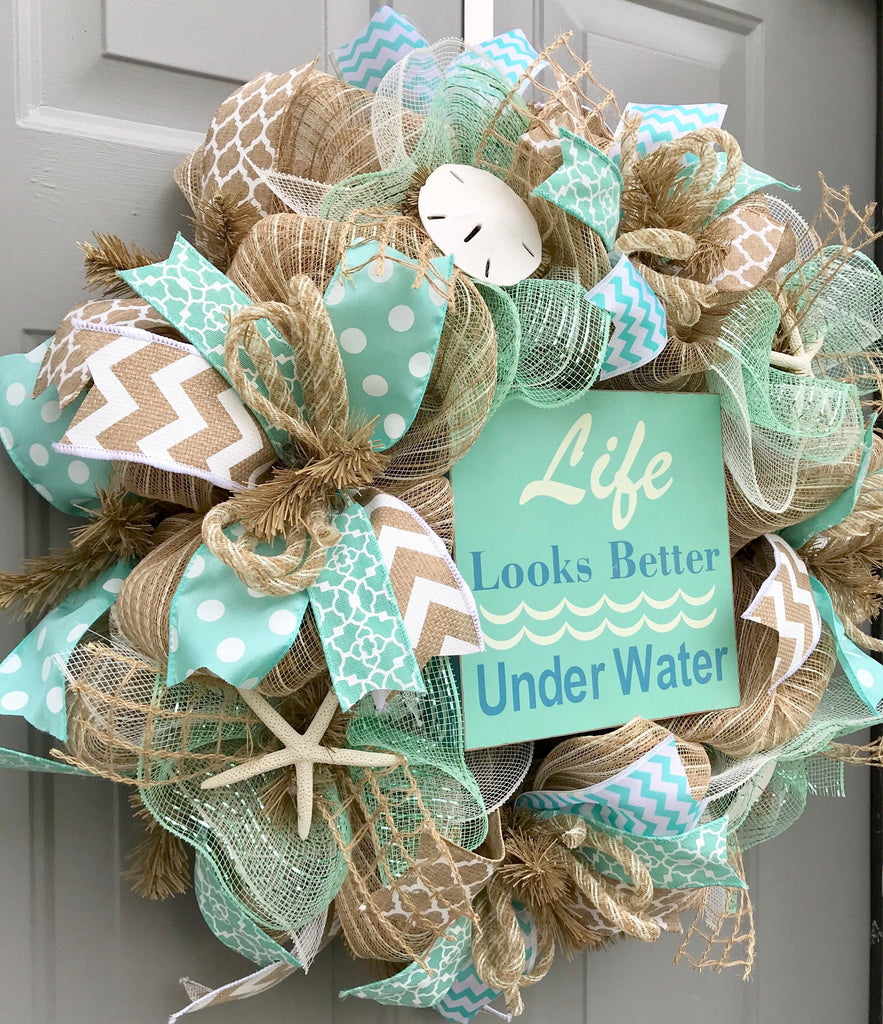 Shiny ribbon shell wreathe  ⋆。˚ リース シェル Shabby Ribbon Seashell Wreath – Sea Things Ventura