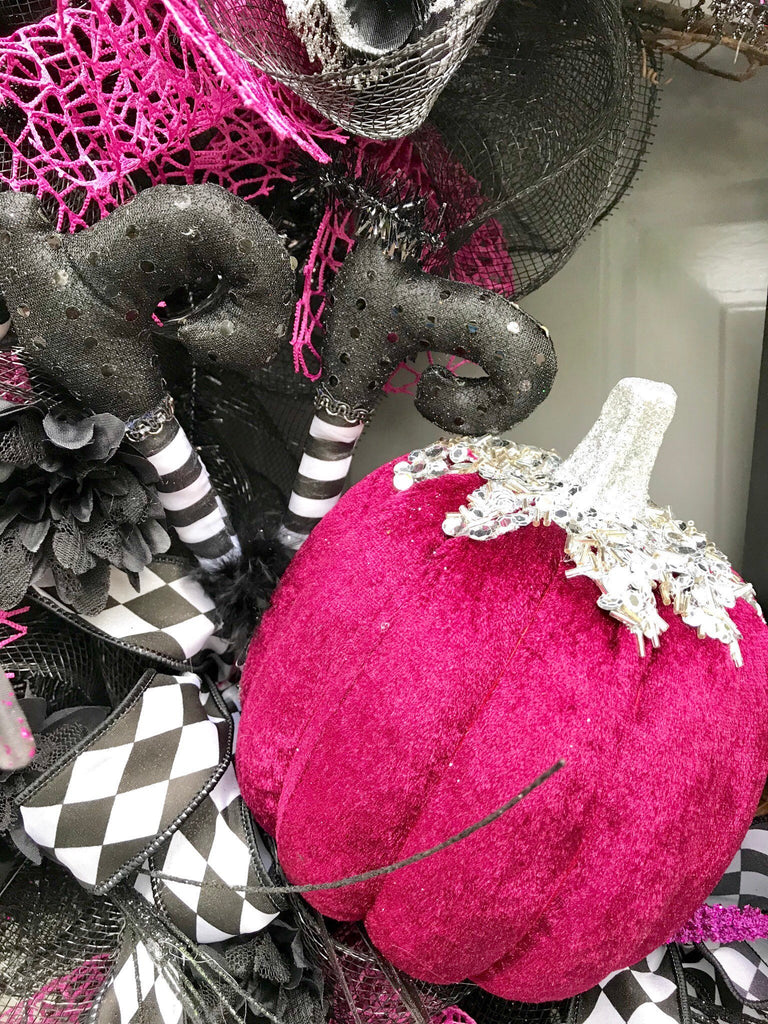 Halloween Wreath, Pink Witch, popular Pink Halloween Decor, Pink Halloween Wreath