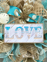 Beach Wreath, Burlap Deco Mesh Wreath with Seashells, Love Beach, Nautical Wreath, Seashell Wreath, Starfish Wreath
