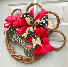 Paw Print Wreath, Dog Wreath, Red and Black Wreath, Pet Wreath, Beware Dog Kisses