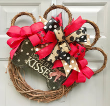 Paw Print Wreath, Dog Wreath, Red and Black Wreath, Pet Wreath, Beware Dog Kisses
