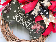 Paw Print Wreath, Dog Wreath, Red and Black Wreath, Pet Wreath, Beware Dog Kisses