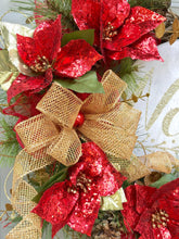 Noel Wreath, Poinsettia Wreath, Christmas Wreath, Grapevine Wreath