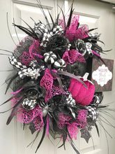 Halloween Floral Wreath, Welcome Ghosts and Ghouls, Halloween Decor, Spider Wreath, Black Purple Wreath, Pumpkin Wreath, Grapevine Wreath