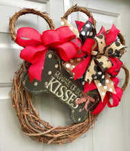 Paw Print Wreath, Dog Wreath, Red and Black Wreath, Pet Wreath, Beware Dog Kisses