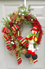 Snowman Wreath, Christmas Wreath, Christmas Decor, Christmas Floral, Christmas Gift, Holly Berry Wreath, Holiday Snowman