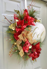Noel Wreath, Poinsettia Wreath, Christmas Wreath, Grapevine Wreath