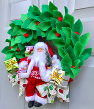 Santa Claus Felt Holly Berry Wreath, Christmas Front Door Decoration