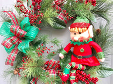 Elf Christmas Wreath, Christmas Floral Decor, Christmas Gift, Holly Berry Wreath, Holiday Elf