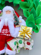 Santa Claus Felt Holly Berry Wreath, Christmas Front Door Decoration