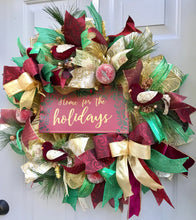 Home For The Holidays Christmas Wreath, Christmas Front Door Decoration