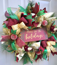 Home For The Holidays Christmas Wreath, Christmas Front Door Decoration