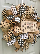A House is Not a Home Without Rescues Black and Brown Burlap Deco Mesh Wreath