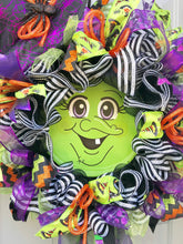 Witch Wreath with Hat and Legs, Halloween Party Theme Witch Hat, Spider Decor for Front Door