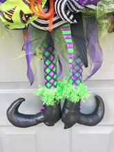 Witch Wreath with Hat and Legs, Halloween Party Theme Witch Hat, Spider Decor for Front Door