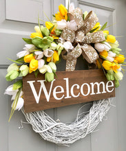 Welcome Tulip Wreath, Grapevine Wreath, Summer Floral Decor