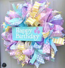 Custom Happy Birthday Deco Mesh Wreath, Party Wreath, Event Wreath, Birthday Wall Decoration, Unicorn Decor
