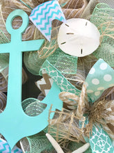 Beach Wreath, Anchor Nautical Burlap Deco Mesh Wreath, Nautical Wreath