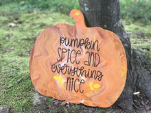 Pumpkin Spice and Everything Nice Painted Pumpkin, Halloween Wooden Shelf Sitter for Fall Mantle Decor