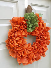 Pumpkin Fall Burlap Wreath, Fall Front Porch Decor, Halloween Front Door Wreath