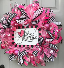 Love You More, Happy Valentine's Day Deco Mesh Wreath, Valentine Themed Heart Decor