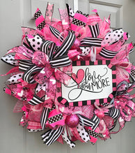 Love You More, Happy Valentine's Day Deco Mesh Wreath, Valentine Themed Heart Decor