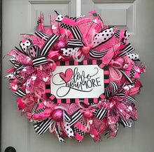 Love You More, Happy Valentine's Day Deco Mesh Wreath, Valentine Themed Heart Decor