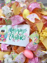 Happy Easter Wreath with Hydrangeas and Spring Flowers, Easter Owl with Jelly Beans and Easter Eggs