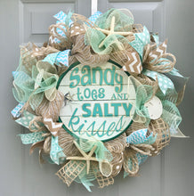 Beach Wreath, Sandy Toes and Salty Kisses Seashell Decor, Starfish Wreath, Beach House