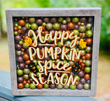 Fall Wall Decor, Happy Pumpkin Spice Season, 9x9 Shadow Box for side table or foyer, Mantle decor