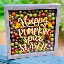 Fall Wall Decor, Happy Pumpkin Spice Season, 9x9 Shadow Box for side table or foyer, Mantle decor