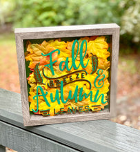 Fall Breeze and Autumn Leaves 9x9 Shadow Box for side table or foyer, Mantle decor