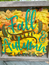 Fall Breeze and Autumn Leaves 9x9 Shadow Box for side table or foyer, Mantle decor