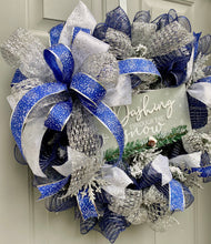 Winter Wreath for Front Door, Christmas Porch Decor, Dashing Through The Snow Holiday Wreath