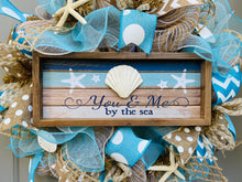 Beach Burlap Deco Mesh Wreath with Seashells, You and Me By The Sea, Seashell Wreath, Beach Wreath, Starfish Wreath