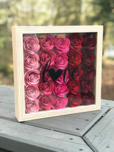 Love Valentine Rose Decor, 9x9 Shadow Box for side table or foyer, Personalized Mantle decor