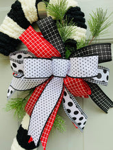 Candy Cane Door Hanger for Front Door Yarn Wrapped Candy Cane Wreath for Christmas Front Porch