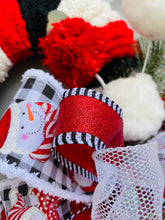 Candy Cane Door Hanger for Front Porch, Evergreen and Snowman Candy Cane Wreath