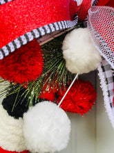 Candy Cane Door Hanger for Front Porch, Evergreen and Snowman Candy Cane Wreath